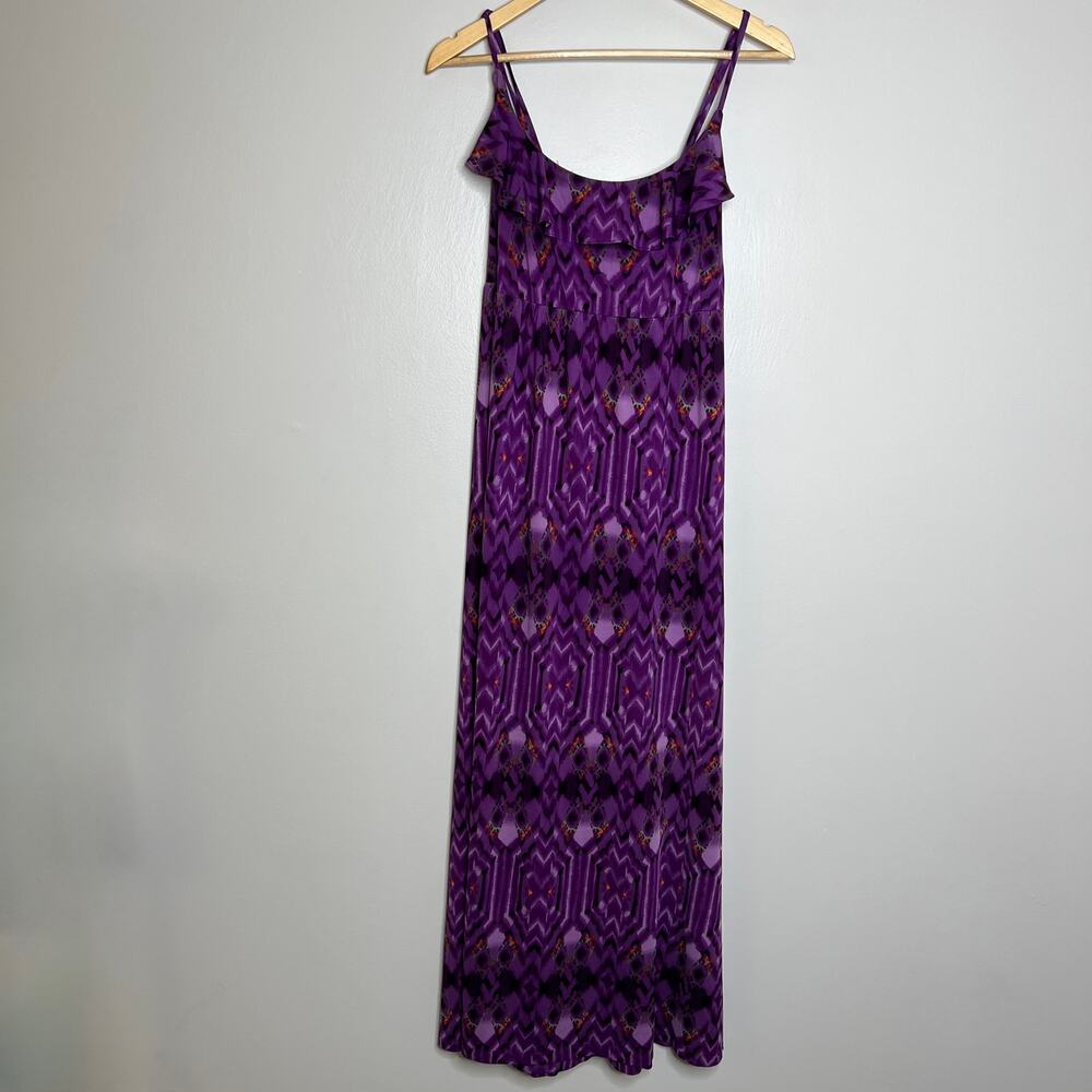 Elle Purple Patterned Ruffle Maxi Dress - Picture 4 of 9